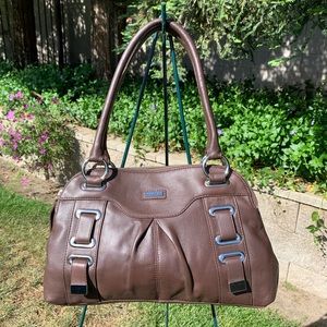 Perlina, Brown Leather Shoulder Bag Purse NEW